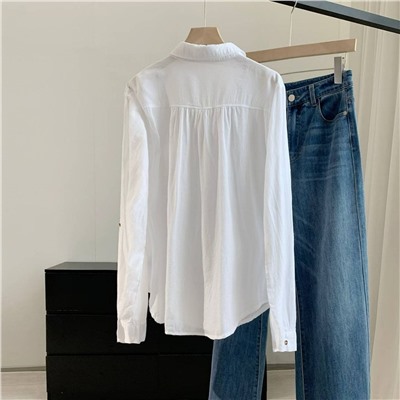 Белая хлопковая рубашка поло на пуговицах