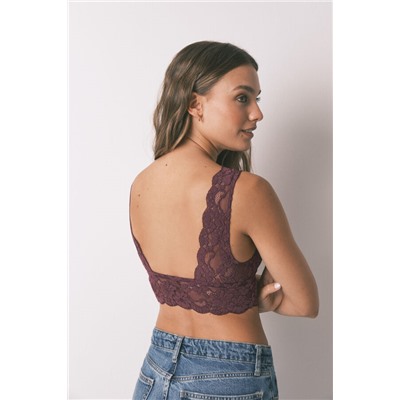 Sujetador bralette halter encaje granate