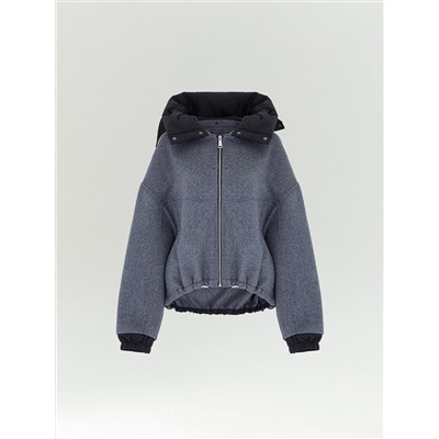 Полупальто из шерсти с отстегивающимся капюшоном, R137/harbor