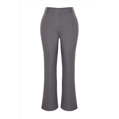 Trendyol Curve Gri Yüksek Bel Geniş Kesim Dokuma Pantolon TBBAW24AR00032