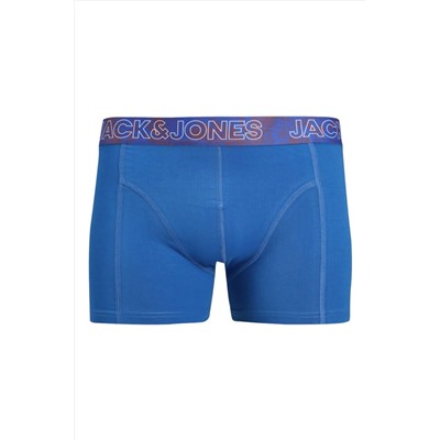 Jack & Jones Erkek Turuncu Jacpete Solid Trunks 3 Pack Boxer 12277585-Azureblue