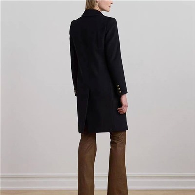 Женское шерстяное полупальто Ralp*h Laure*n средней длины, с нашивками и вышивкой