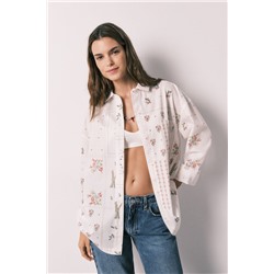 Camisa manga larga popelín estampado floral