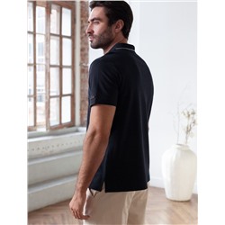 Футболка поло с плетеным воротником на пуговицах из эластичного хлопка