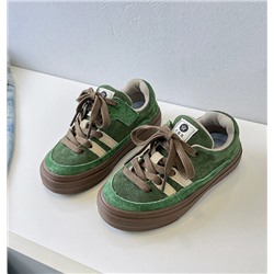 Кеды для мальчиков и девочек. Материал: Свиная кожа + джинсовая ткань