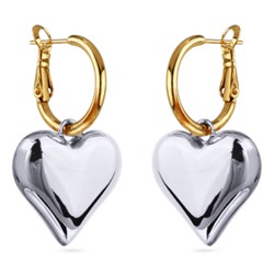 Серьги Сердцебиение (2, 3см; покрытие родий, золото), Есть комплект