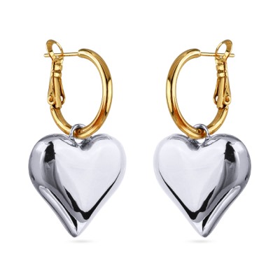 Серьги Сердцебиение (2, 3см; покрытие родий, золото), Есть комплект