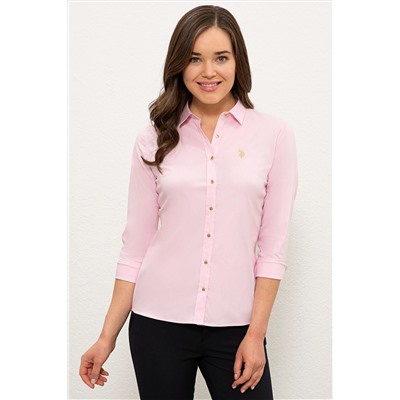 Kadın Pembe Uzun Kollu Basic Gömlek