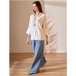 Блузка с цельнокроеным рукавом 3/4 из вискозы с добавлением хлопка