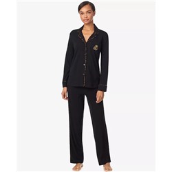 Lauren Ralph Lauren Women's Long Sleeves Notch Collar Pajama Set