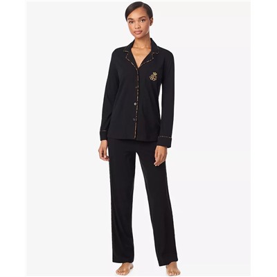 Lauren Ralph Lauren Women's Long Sleeves Notch Collar Pajama Set