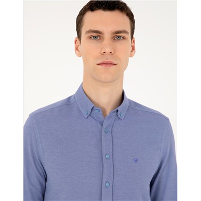 Mavi Oxford Slim Fit Uzun Kollu Gömlek
