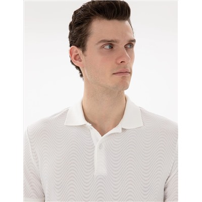 Beyaz Slim Fit Polo Yaka Tişört