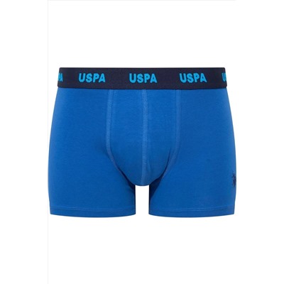 U.S. Polo Assn. U.S. Polo Assn. Erkek 3'lü Boxer Seti - Lacivert Mavi ve Baskılı Pamuklu İç Giyim