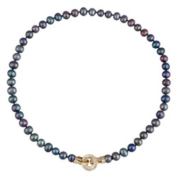 Колье (жемчуг бензиновый 8-9мм, фианит; покрытие золото) 45см, Есть комплект