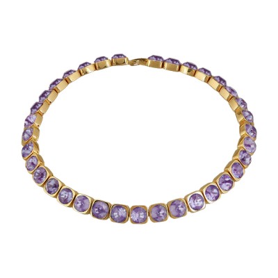 Колье Теннис (кристаллы SW пурпурные 8мм; покрытие золото) 37-40см, Есть комплект