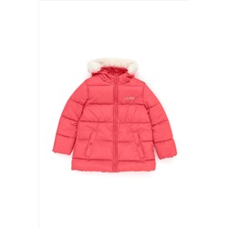 Kız Çocuk Açık Pembe Kapüşonlu Mont