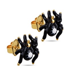 Пусеты Паук (эмаль черная, белая; покрытие золото), Есть комплект