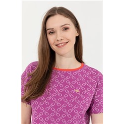 Kadın Menekşe Bisiklet Yaka Tişört