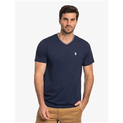 TIPPED V-NECK JERSEY T-SHIRT