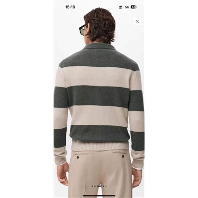 Мужской пуловер поло из смесовой шерсти МАНГ*О