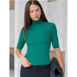 Водолазка тонкой вязки в рубчик из хлопка с нейлоном