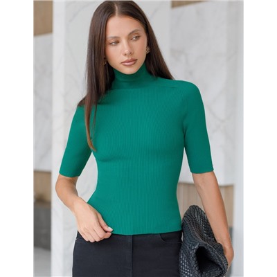 Водолазка тонкой вязки в рубчик из хлопка с нейлоном