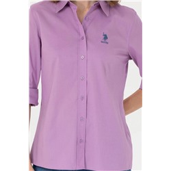 Kadın Lila Uzun Kollu Basic Gömlek