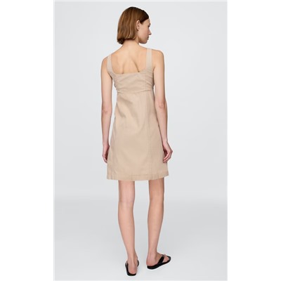 Shirred Button-Front Dress