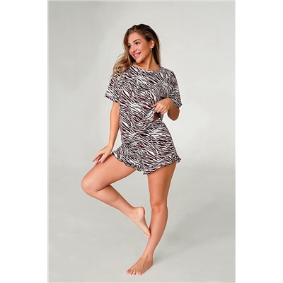 Пижама женская домашняя Зебра коричневый