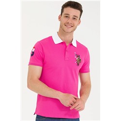 Erkek Fuşya Basic Polo Yaka Tişört