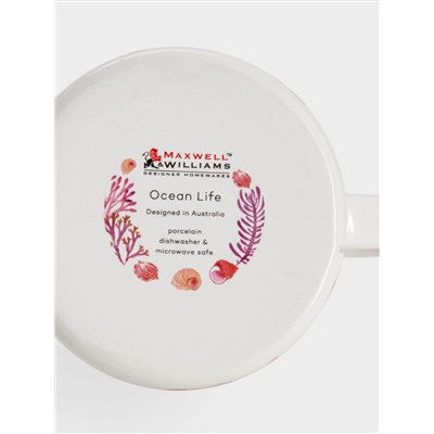 Кружка, 380 мл, фарфор P, белая/розовая, Морская жизнь, Ocean Life