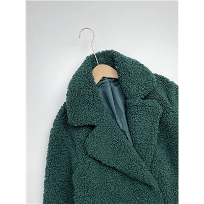 Женская шуба темно-зеленого из искусственного меха свободного кроя  Ank*o