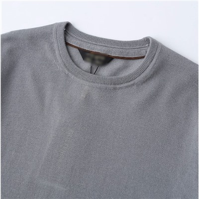 Базовый однотонный вязаный свитер  с круглым вырезом из 100% чистой сверхтонкой мериносовой шерсти