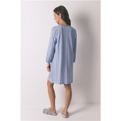 Camisón corto rayas algodón azul