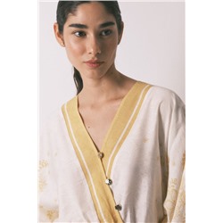 Vestido caftán jacquard flores