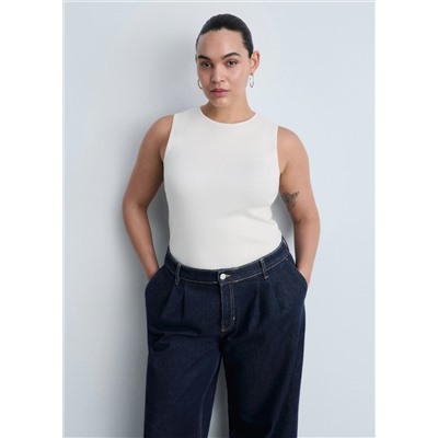 Jeans wideleg pinzas rinse wash