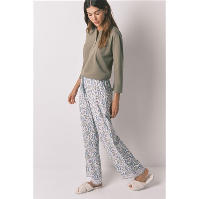 Pantalón largo viscosa print flores