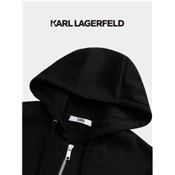 Kar*l Lagerfel*d 🐈‍⬛ мужское худи  на молнии с капюшоном, вышитый логотип из страз на груди,  объемная печать на спине. Большой размерный ряд. Экспорт, цена на бирке 520