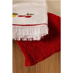 Pasteque Mutfak Havlu Seti - Beyaz/Kırmızı