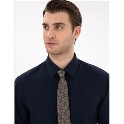 Lacivert Regular Fit Uzun Kollu Basic Gömlek