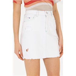 Kadın Beyaz Jean Etek