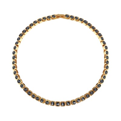 Колье Теннис (кристаллы SW темно-серые 4мм; покрытие золото) 36-39см, Есть комплект