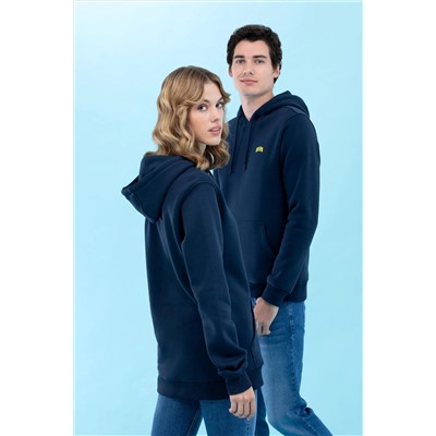 Lacivert Kapüşonlu Basic Sweatshirt
