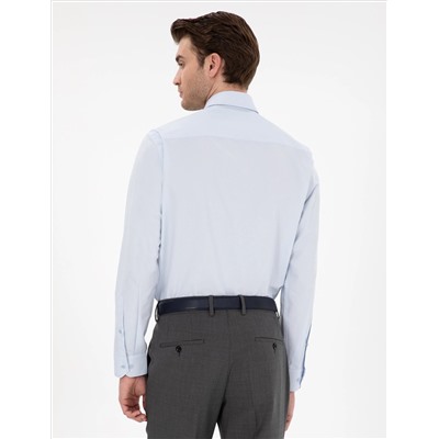 Açık Mavi Regular Fit Uzun Kollu Basic Gömlek