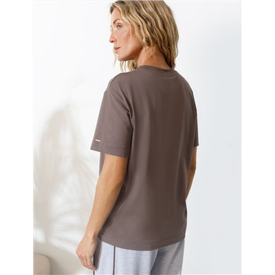 Свободная футболка с принтом из премиального хлопка с эластаном