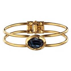 Браслет Грация (кристаллы SW 18х13 темно-синие; покрытие золото), Есть комплект