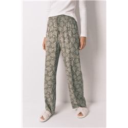 Pantalón largo viscosa flores kaki