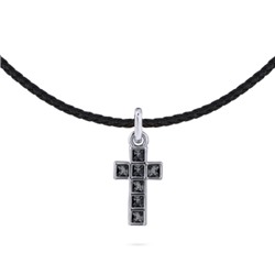 Колье-чокер Квадро (кристаллы SW темно-серые; покрытие родий) 38-45см, Есть комплект