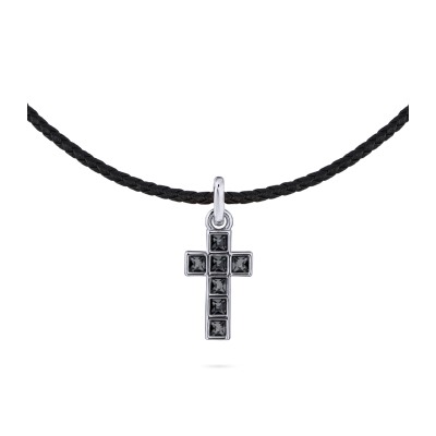 Колье-чокер Квадро (кристаллы SW темно-серые; покрытие родий) 38-45см, Есть комплект